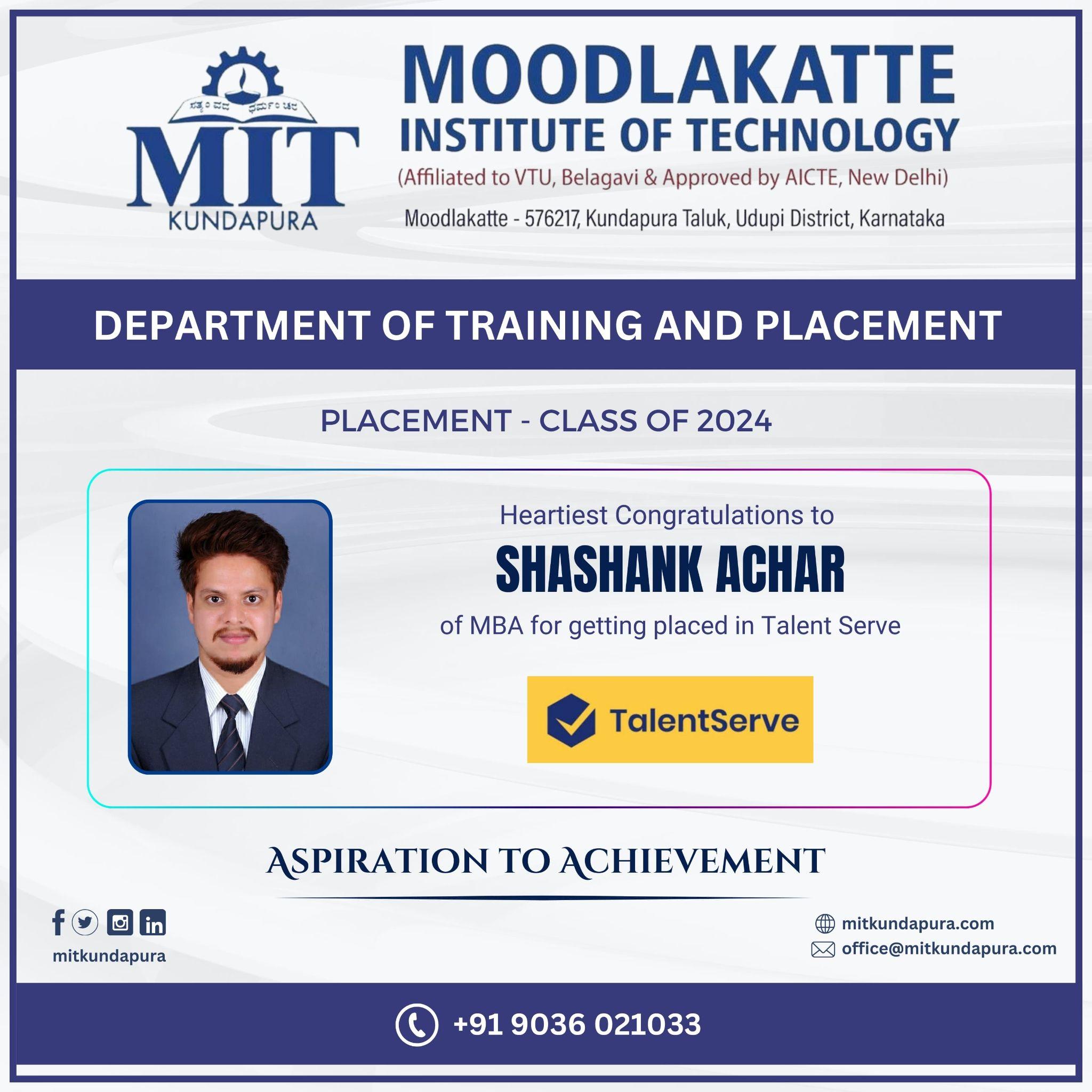 MITK MBA Students placement